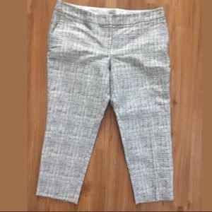 Boden Capri Dress Pants 14 Navy Ivory Metallic